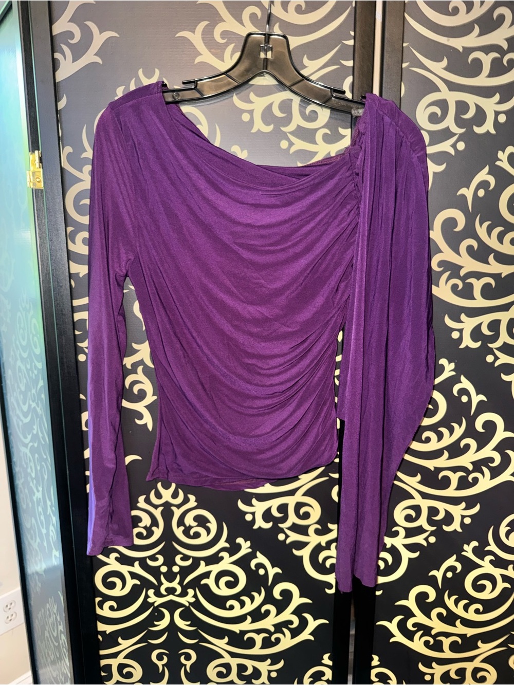 Fashion Nova Violet Ruched Drape Long-Sleeve Top